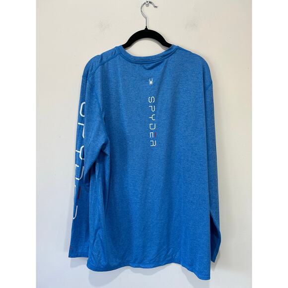 Spyder mens rash guard shirt size L blue long sleeve swim surf - Picture 4 of 10